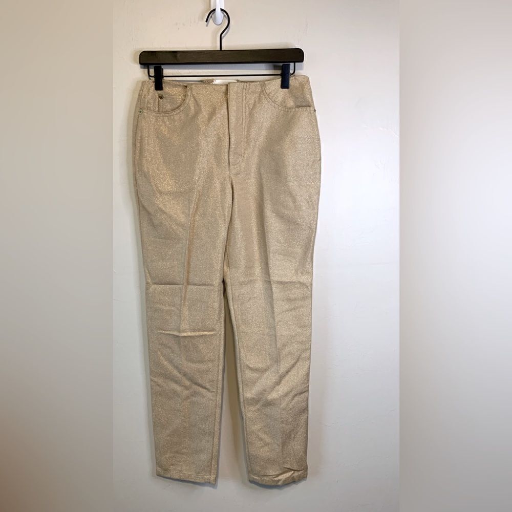 St John gold shimmer pants size 28‎